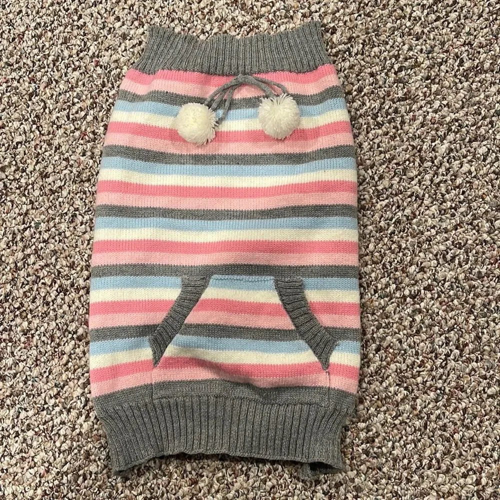 Pink/Blue/White Striped Pet Sweater